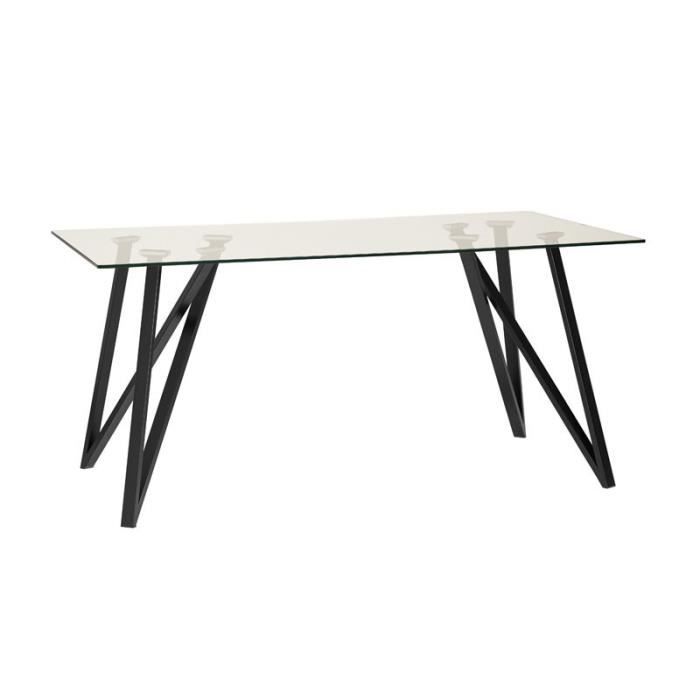 Table de repas Verre/Métal - LOULE - L 160 x l 90 x H 76