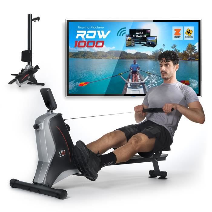 Rameur Pliable avec 8 niveaux de résistance magnétique - Hauteur utilisateur max: 195 cm - Dimensions 160 x 55 x 70 cm