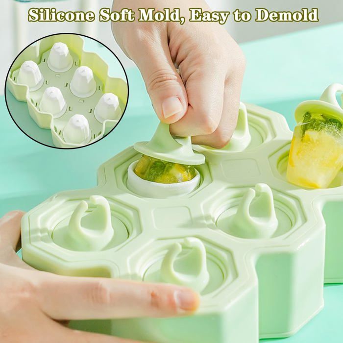 JSTHHTT - Lot De 3 Moules à Glace/Popsicle Réutilisables En Silicone, Avec Bâtonnets Et Couvercles - Pour Fruits, Yaourt, DIY Enfants