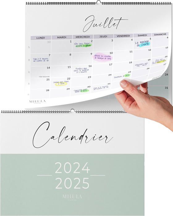 Calendrier Mural 2025 Familial Français – Grand Format 31x21 Cm – Organisateur Mensuel Janv.-Déc. 2025 – Idéal Maison & Bureau