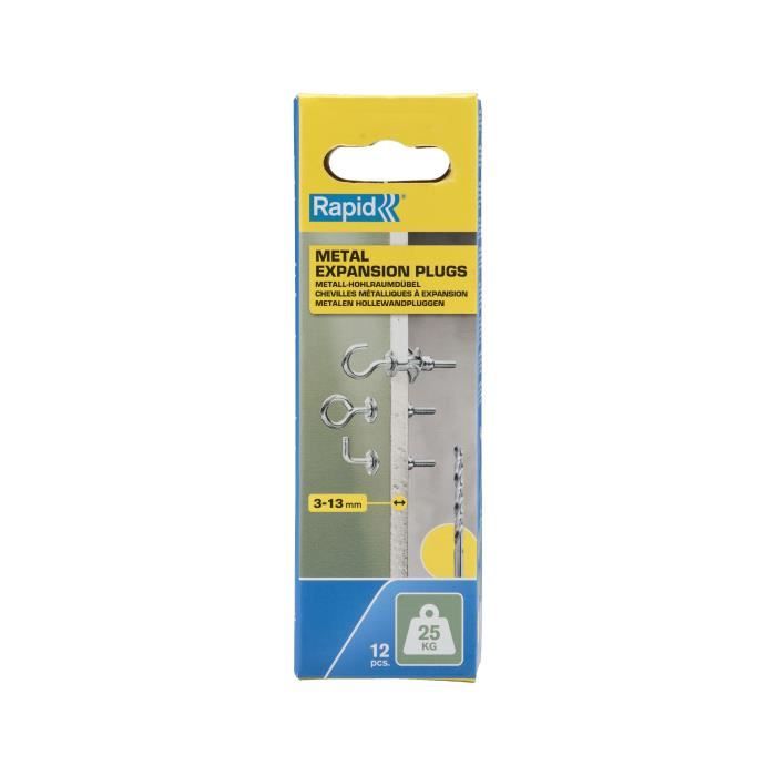 Chevilles à expansion métallique Rapid Ø8x46mm Charge jusqu'à 25kg Lot de 50 Acier zingué - vue 2