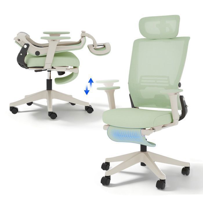 FlexiSpot Chaise de Bureau Ergonomique Chaise Pliante avec Support Lombaire Appui-Tête 2D Chaises avec Repose-Pieds Vert
