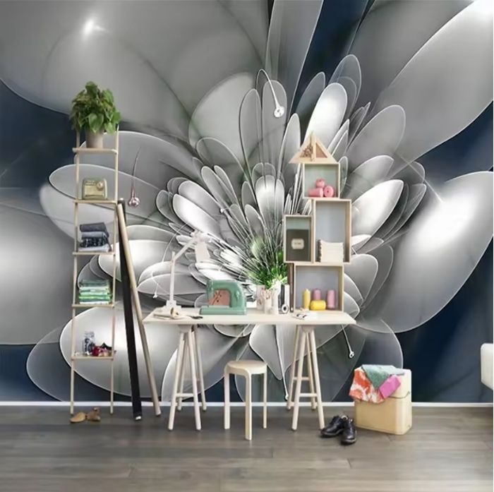 Papier Peint Panoramique 3D moderne créatif transparent Floral photo ...