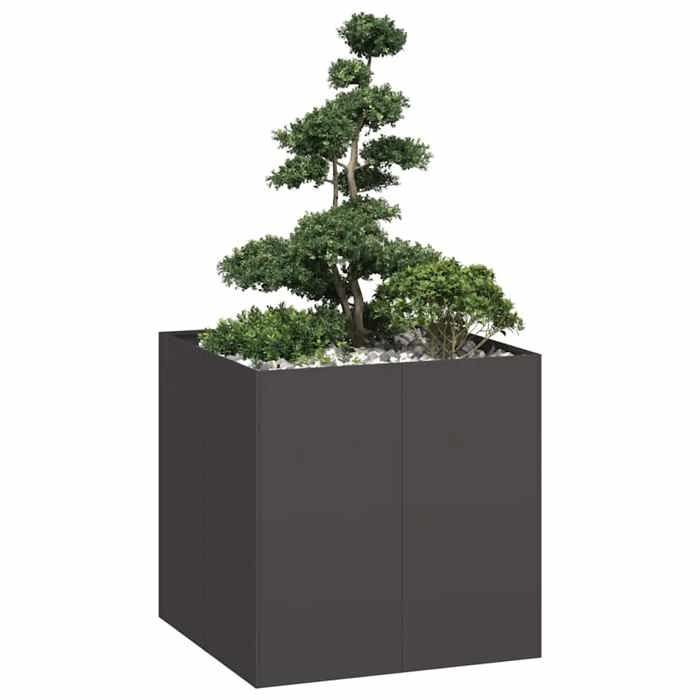 vidaXL Jardinière noir 80x80x80 cm acier pot de fleurs support de plantes lit surélevé support de jardinière bac à 860780