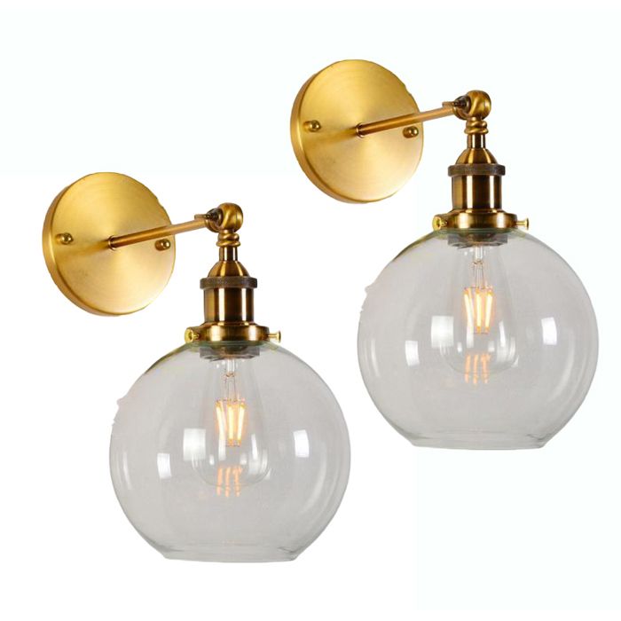 iDEGU 2x Lampe Murale IndustrielApplique Murale Vintage en Verre Style Nordique E27 Luminaire Murale Réglable 180° pour Salon