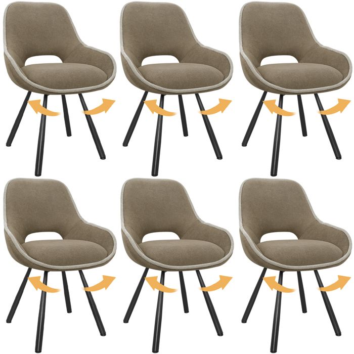 WAFTING Lot de 6 chaises de salle à manger avec coussins d'assise et pieds en bois pour restaurants médiévaux modernes, chambres et cuisines, noires