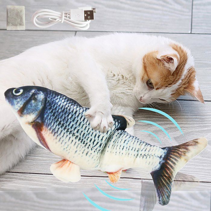 Meilleurs prix pour Jouet poisson pour chat et chien USB mobile poisson sauteur peluche herbe à chat