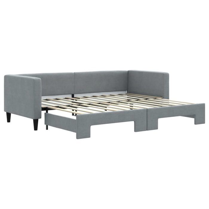 Lit simple Contemporain Banquette lit/Lit de jour avec gigogne sans matelas gris clair 80x200 cm - 1 Place SP17263BED63051472