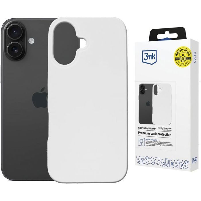 3mk Coque Hardy MagSilicone pour Apple iPhone 16 Plus blanche