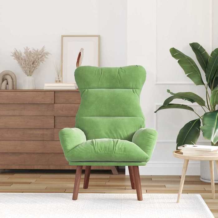 CLARENCE® Fauteuil simple - Chaise-Canapé - pour salon/chambre/bureau - Vert clair 69x74x93 cm Velours LV5257