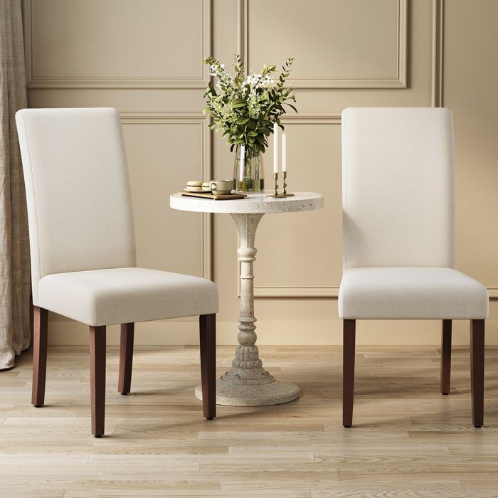 Chaises de Salle à Manger - VASAGLE - Lot de 2 - Dossier Haut - Assise Épaisse - Blanc Crème Chaises de Salle à Manger - VASAGLE - Lot de 2 - Dossier Haut - Assise Épaisse - Blanc Crème