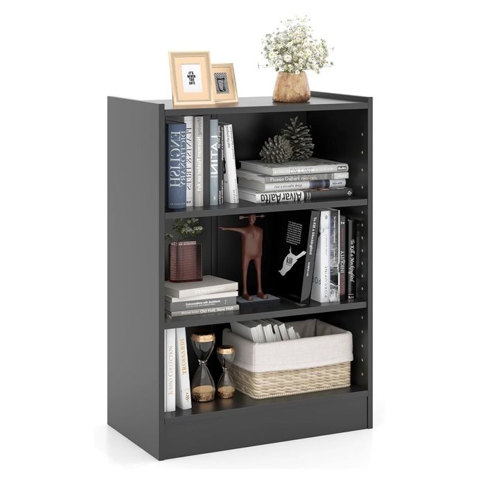 GIANTEX Meuble de Rangement Bibliothèque à 3 Niveaux Étagères Réglables à 18 Positions pour salon chambre 50 x 30 x 75 cm Noir