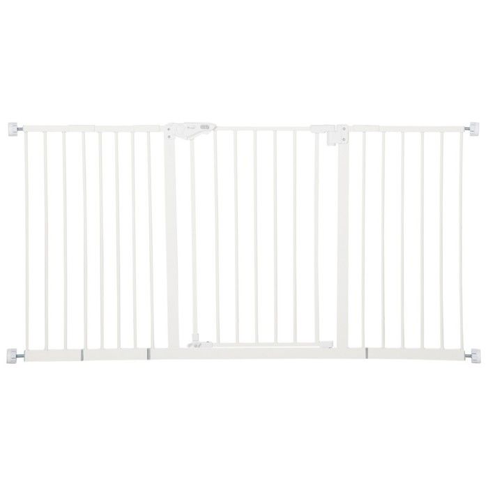 Comparer les prix de Barrière Sécurité Chien 74-147.5cm 3 Extensions Métal Blanc Installation Sans Percage Pour Escalier Et Animaux Domestiques