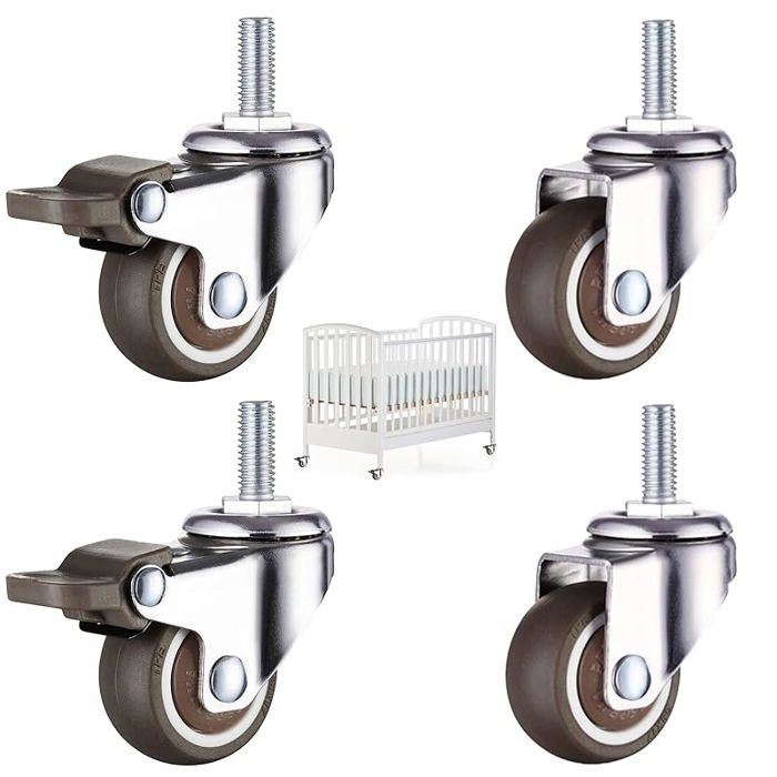 4 pièces Roulettes Pivotantes Ø40mm - 2 avec Freins Sans Traces pour Charges Lourdes ROUE