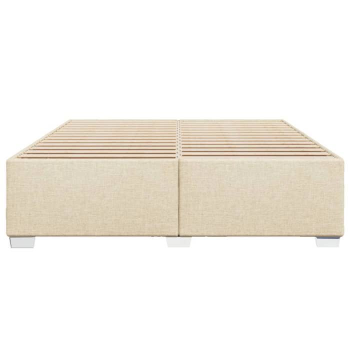 Cadre de lit 2 personnes - KALISSE - 180x200 cm - Crème - Tissu polyester - Lattes ergonomiques - Pieds en bois de pin