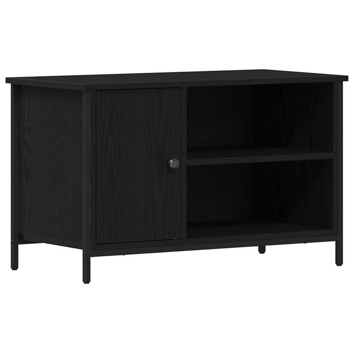 Meuble TV moderne - vidaXL - Chêne noir - 80x40x50 cm - Bois dingénierie - 1 porte à charnières - 1 étagère