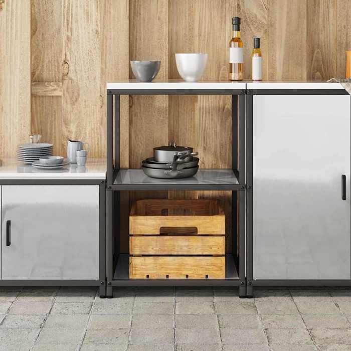 UU*TOP Meuble de rangement de cuisine - design modulaire - Argenté Acier galvanisé CC2296