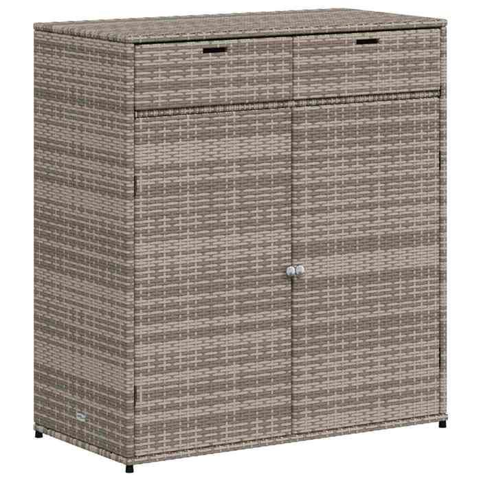 SALE 2026Armoire de rangement de jardin - Coffre de rangement extérieur gris 105x55x113cm - Résine tressée 21.1 Kg 8083769