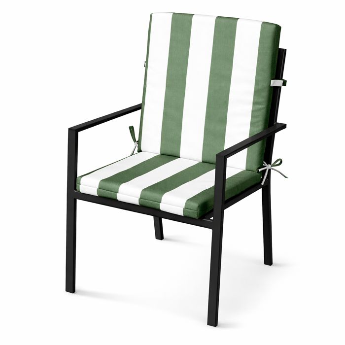 Coussin de fauteuil assise et dossier imperméable  à rayures ARCACHON Vert Olive 40x90 cm