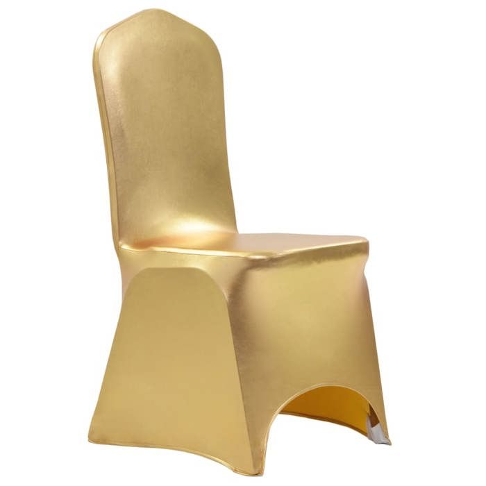Housses extensibles de chaise - vidaXL - Doré - 90% polyester - 10% élasthanne - 170 g/m² - Adaptée à chaises ordinaires