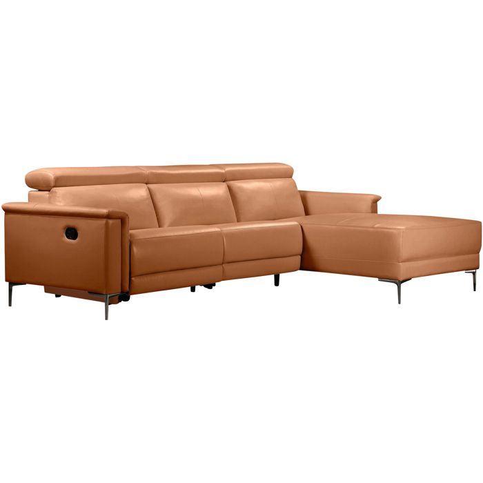 Lund-canapé 3 Places Avec 1 Fauteuil Inclinable Manuel droit En Pu Cognac