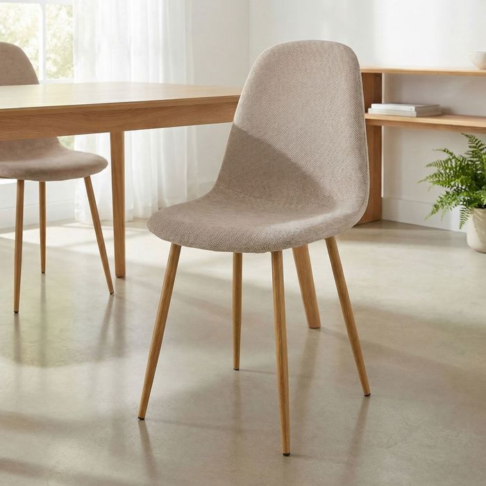 Lot de 4 chaises PUNTA de Salle à Manger Assise en Tissu Beige Design Scandinave pour Table à Manger Lot de 4 chaises PUNTA de Salle à Manger Assise en Tissu Beige Design Scandinave pour Table à Manger