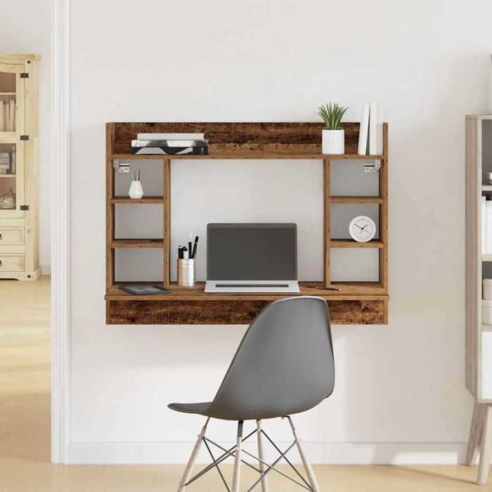 Best 2026 - BUREAU Marron KENNETH - 1 PCS - Table décriture mural Bois ancien 105 x 48 x 75 cm Bois dingénierie8138
