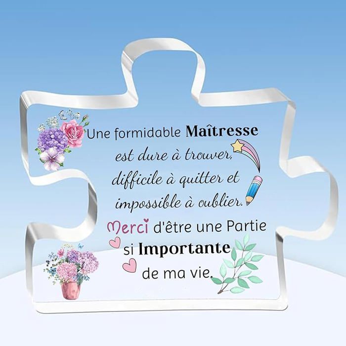Maîtresse Puzzle Plaques Jour Enseignant Cadeaux Anniversaire Apprécier Acrylique Signe Obtention du Diplôme Merci Maîtresse