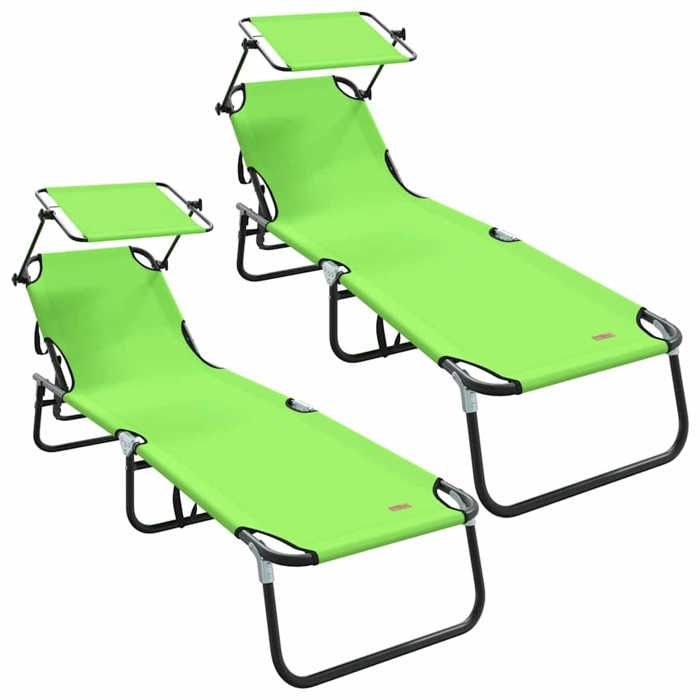 Bain de Soleil - CLARENCE® - Chaise longue pliante - Lot de 2 - RUIGNEUF - 2 PLACES - Vert 190 x 57 x 81cm oxford 14894