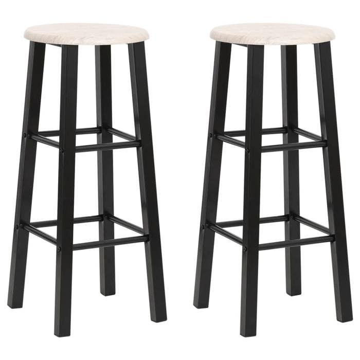 Noir Tabourets de bar lot de 2 noir MDF - Chaise haute de bar H16171