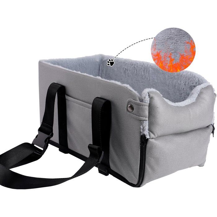 Siège auto pour chien - ESTAMPILLE - 2 en 1 - Petit - 41x22x22 cm - Gris épais - Matière synthétique - Lavage en machine