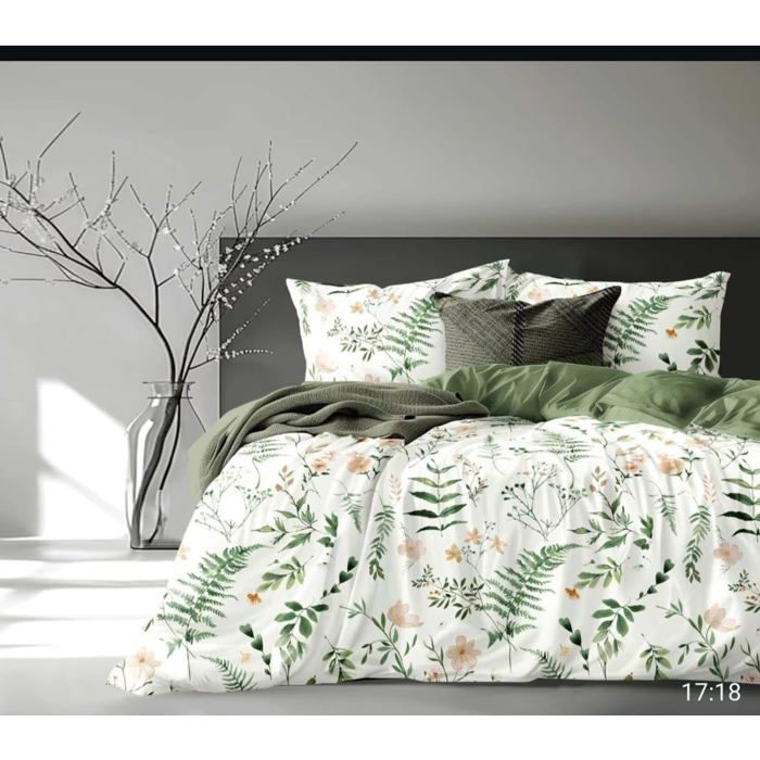 Parure de Draps 4 Pièces 140 x 190 cm – 1 Drap Plat + 1 Drap Housse + 2 Taies 65 x 65 cm – 100% Coton 57 Fils/cm² – VERTA