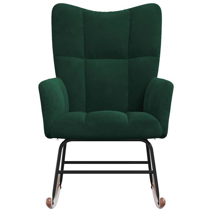 Fauteuil Allaitement - Vert - Chaise à bascule - Rocking Chair - Vert foncé Velours 61x78x98 cm F1481