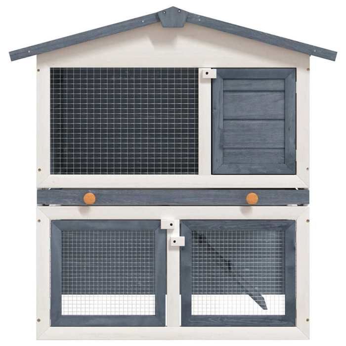 Clapier dextérieur 3 portes Bois - vidaXL - gris et blanc - 94 x 60 x 98 cm 344ecw86v