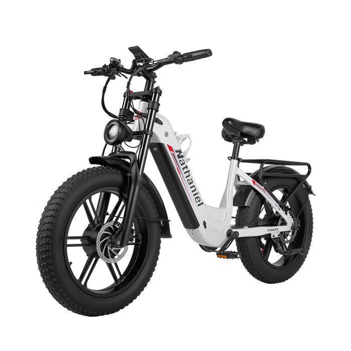 Nathaniel SYR08 - Vélo électrique - 2000W Double moteur - Amovible Batterie 48V20Ah - fat bike electrique 20*4.0 - Blanc