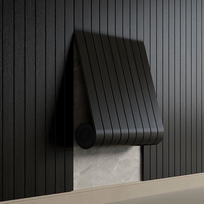 3DH Panneau mural en PVC à décoller et à coller 299 7 x 40 cm autocolnt épais grain de bois noir Noir 40 x 299.7 cm