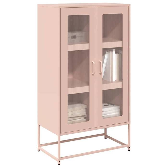 Buffet haut de rangement - vidaXL - acier - rose - 2 portes - 6 compartiments - avec poignées - armoire de cuisine - 68 x 39 x 123 c