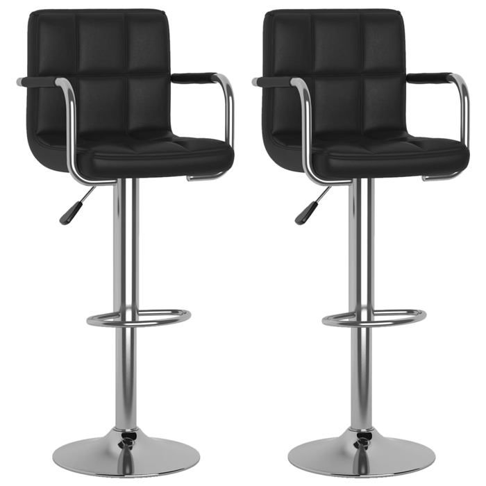 Les SoldesTabourets de bar Tabourets Cuisine - (2 pcs) - 2 personnes - noir similicuir(48x47x(90-111) cm) lar17k