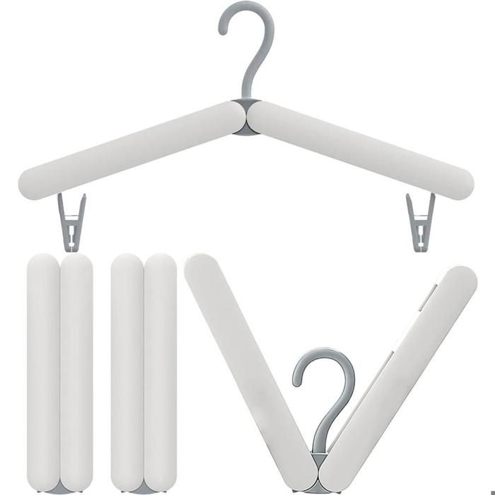 Lot de 4 Cintres de Voyage Pliables Plastique ABS Léger Portable Rangement Vêtements Chaussettes