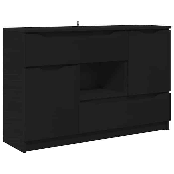 Bois 1 PC Buffet bas/Cabinet/Commode moderne avec stockage avec tiroir Noir 100x30x65 6 Bois dingénierie 65.5x30x100 cm bb3312