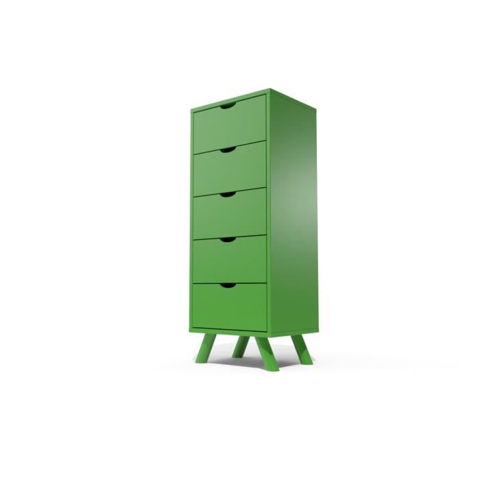 abc meubles - chiffonnier 5 tiroirs viking scandinave bois - vert