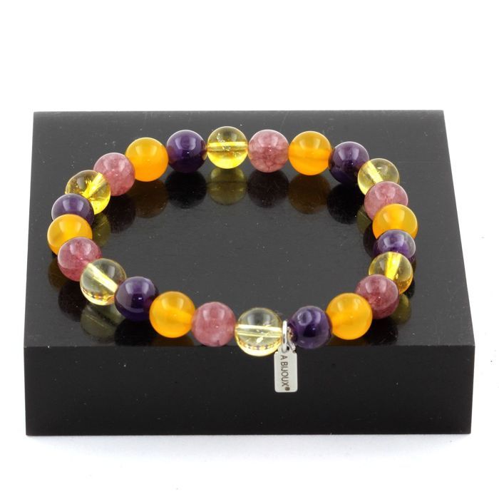 Bracelet en perles naturelles de 8mm de rhodochrosite - Bijoux et