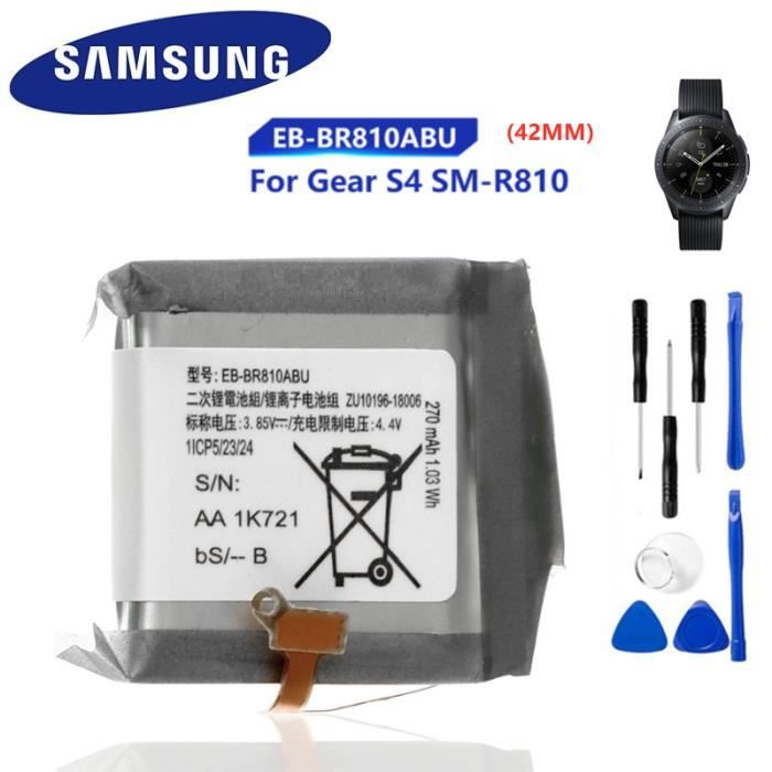 Engrenage S4 R810 42MM Batterie D origine Eb br800abu Pour Gear S4