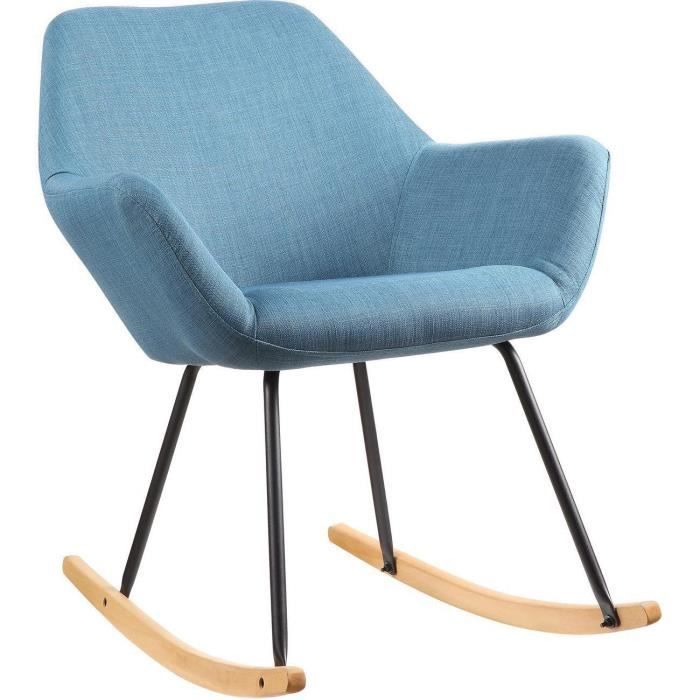 rocking chair - athm design - norton bleu - assise tissue - pieds metal noir - contemporain - design