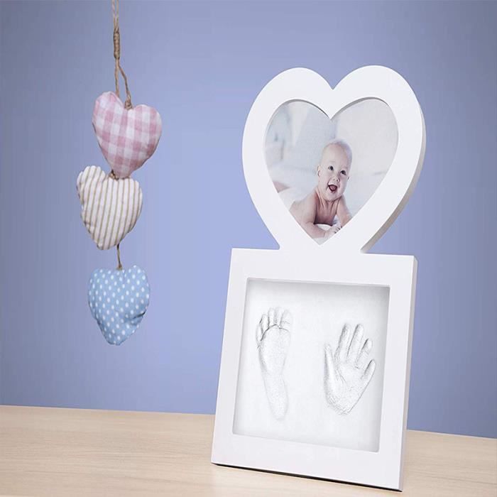 Kit D Empreintes Pieds Et Mains De Bebe Cadeau De Baby Shower Naissance Et Bapteme Cadre Photo En Forme De Cœur Blanc Cdiscount Beaux Arts Et Loisirs Creatifs