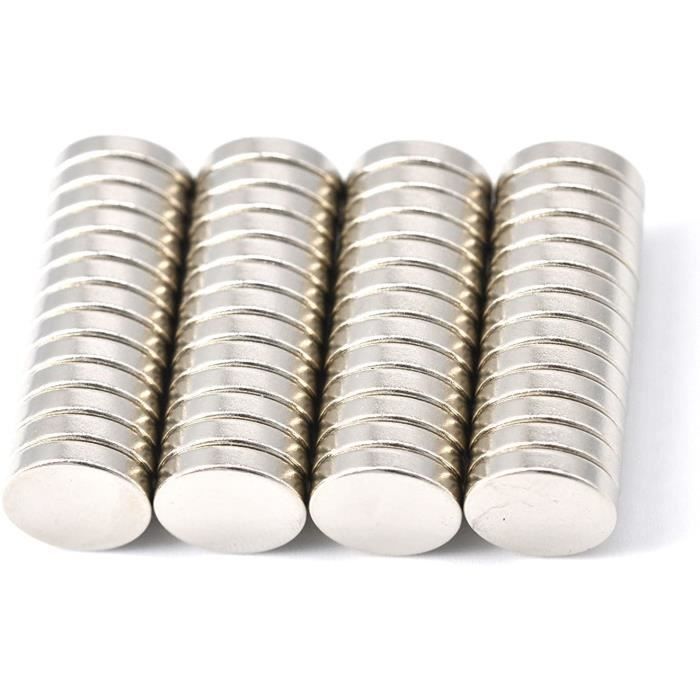 Aimant Néodyme N52 Cylindrique 1/2 X 1/2 Pouce - Force 8 Kg, Nickelé, Terres Rares