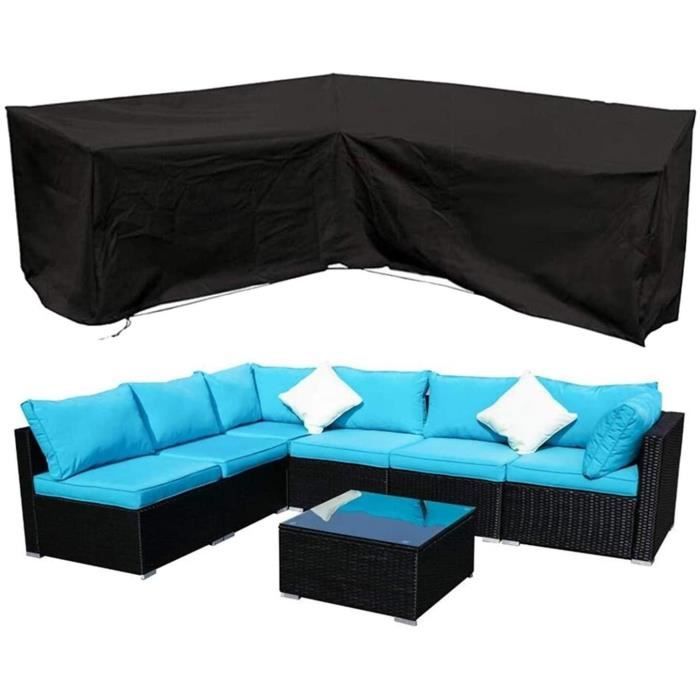 Vissdlors Housse pour canapé en L, housse d'angle pour meubles jardin, imperméable, anti-poussière et résistant aux UV，250*250*90cm