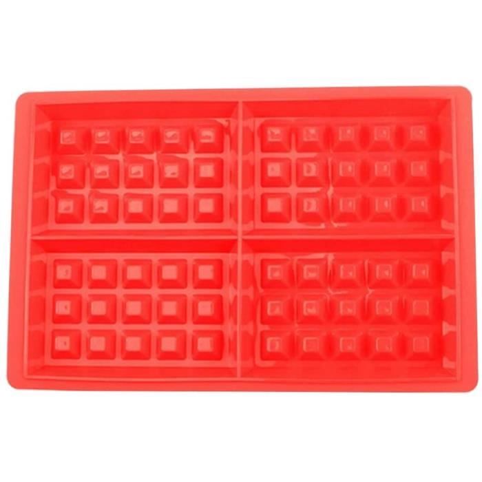 Moule à Gaufres Silicone 2 Pièces Antiadhésif - Formes Rectangulaire Et Cœur Rouge Pour Enfants
