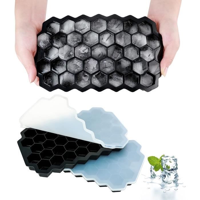 Lot De 4 Moules à Glaçons Sphériques En Silicone Noir - Grand Format 8,5x6,3 Cm - Avec Couvercle étanche Et Entonnoir - Pour Whisky Et Cocktails - 4