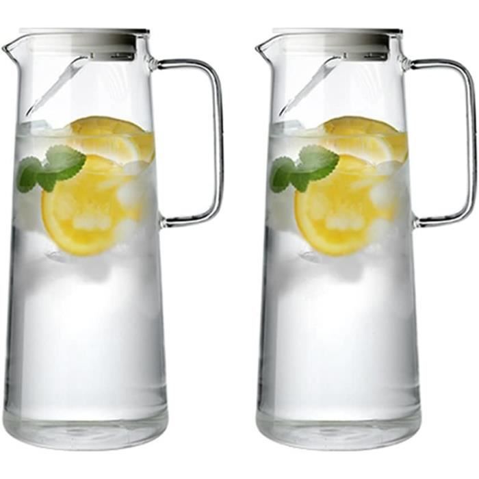 Pichet Réfrigérateur 1,5L Ou 2L En Plastique Alimentaire - Transparent, Couvercle Anti-fuites, Pour Jus, Eau, Thé Glacé